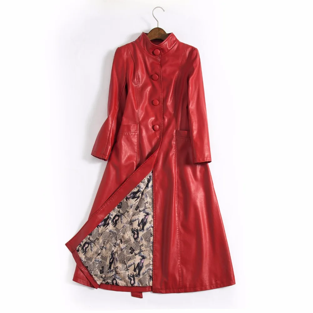 rouge Nouvelle En Manteau Longue Femme Noir Cuir Veste Pu Xxxxxl Grande Femmes Mode Balançoire ardoisé Oversize 2018 IwqtzT0a