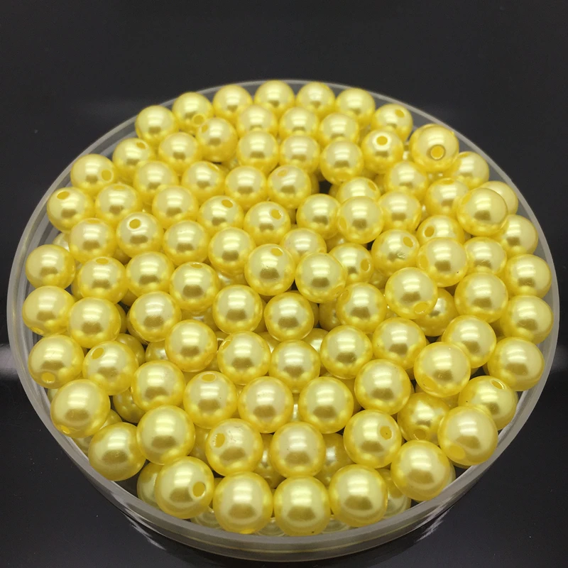 

4mm-10mm Yellow Imitation Pearls Round Pearl Spacer Loose Beads DIY Jewelry Making Necklace Bracelet Earring Accessories