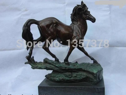 

shitou 00962 Classic Bronze Sculpture Running Horse on the rocks Art statue base of Marble discount 30% (C0324)