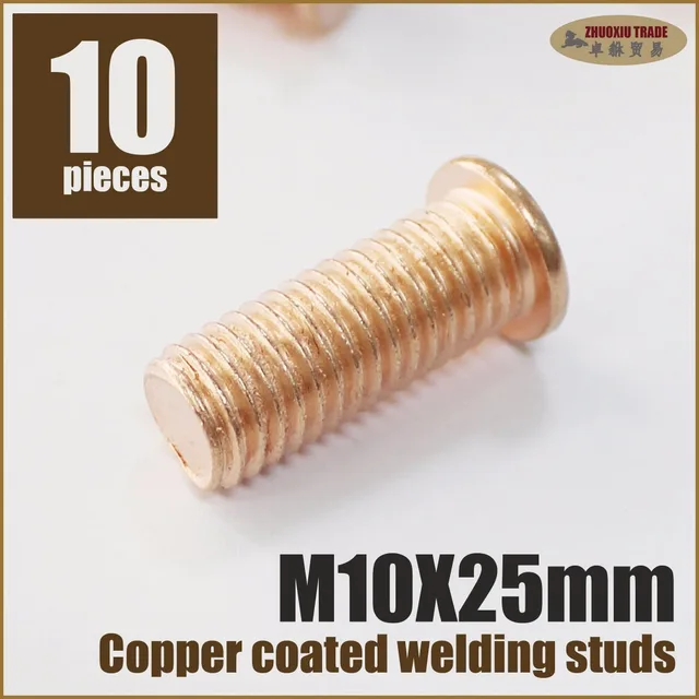 m10x25mm mild steel capacitor discharge weld stud copper plated copper sheet metal screws