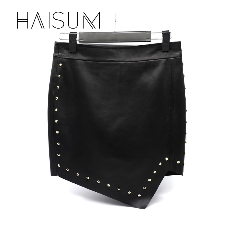 Женские мини юбки Haisum короткие кожаные с заклепками 2018|leather skirt women|leather skirtskirts womens |