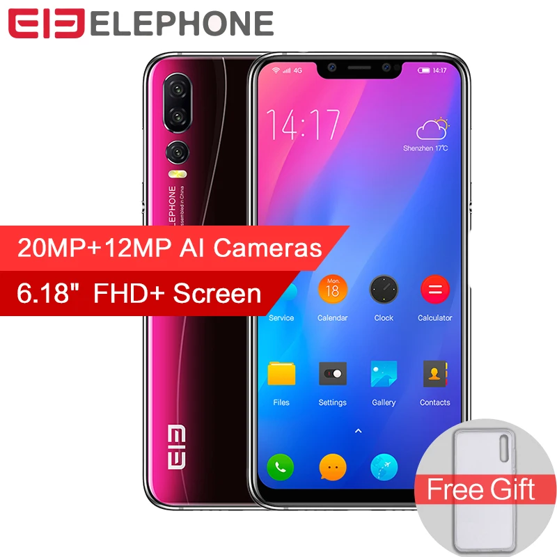 Elephone A5 6 ГБ 128 Android 8 1 смартфон MTKP60 Octa Core 18 дюймов FHD + полный экран 20MP 12MP камера 4000 мАч