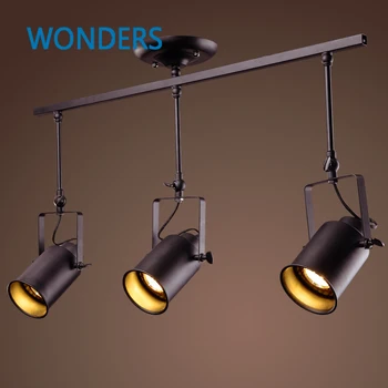 

American LOFT style 1/2/3 heads bar spotlights, retro bar counter Clothing shop background wall led probe track light