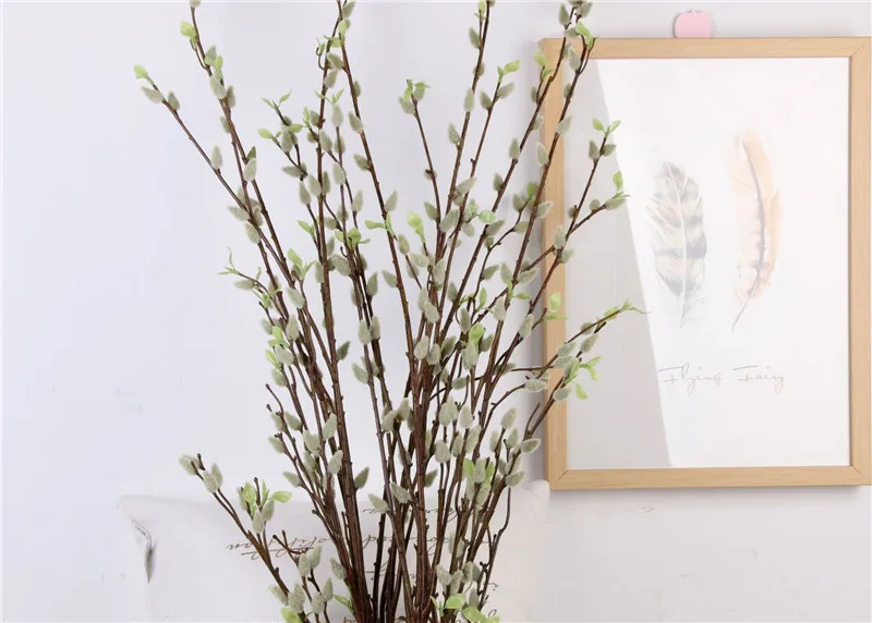 Flone Artificial Silver Willow Fruit Simulation Plant Tree Branch Silver Willow Flower Wedding Home Party Decor Art Arrangement (12)