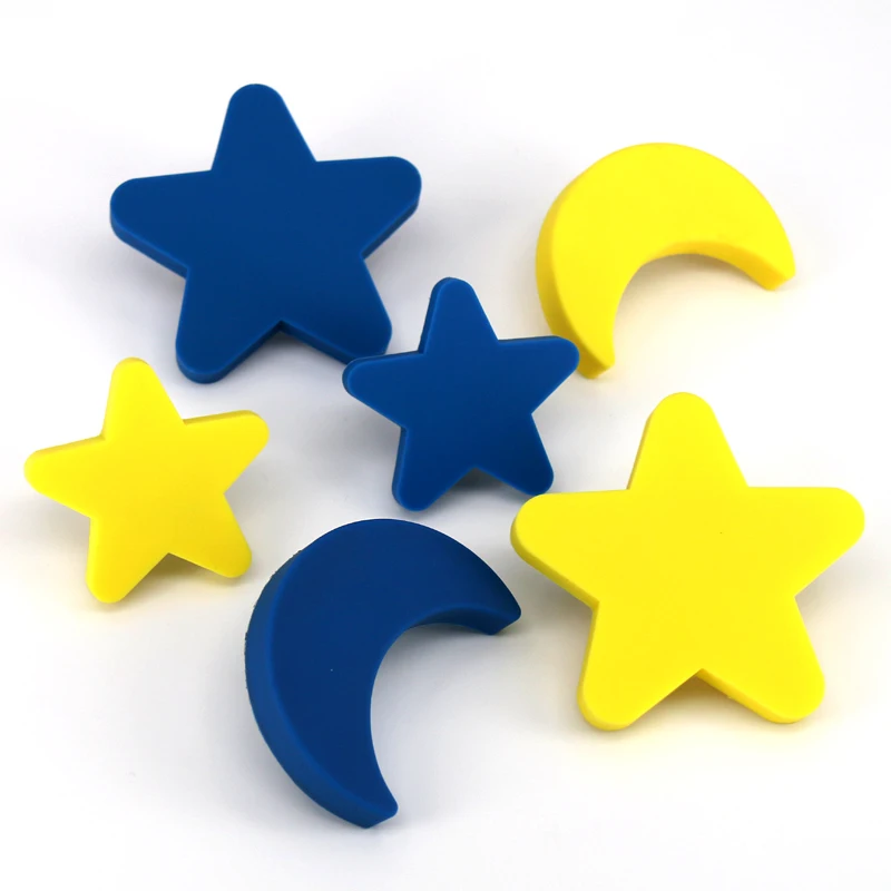 Color: Yellow Star L 1x Lovely Children Kids Furniture Bedroom Cartoon Cabinet Knobs And Handles Moon Star shaped Dresser Drawer Pulls 