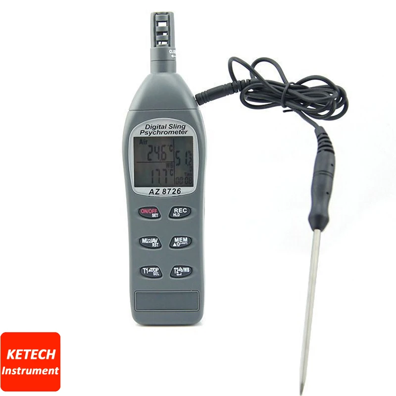 AZ8726 цифровой слинг Psychrometer метр точки росы с калибровкой солонка шейкер