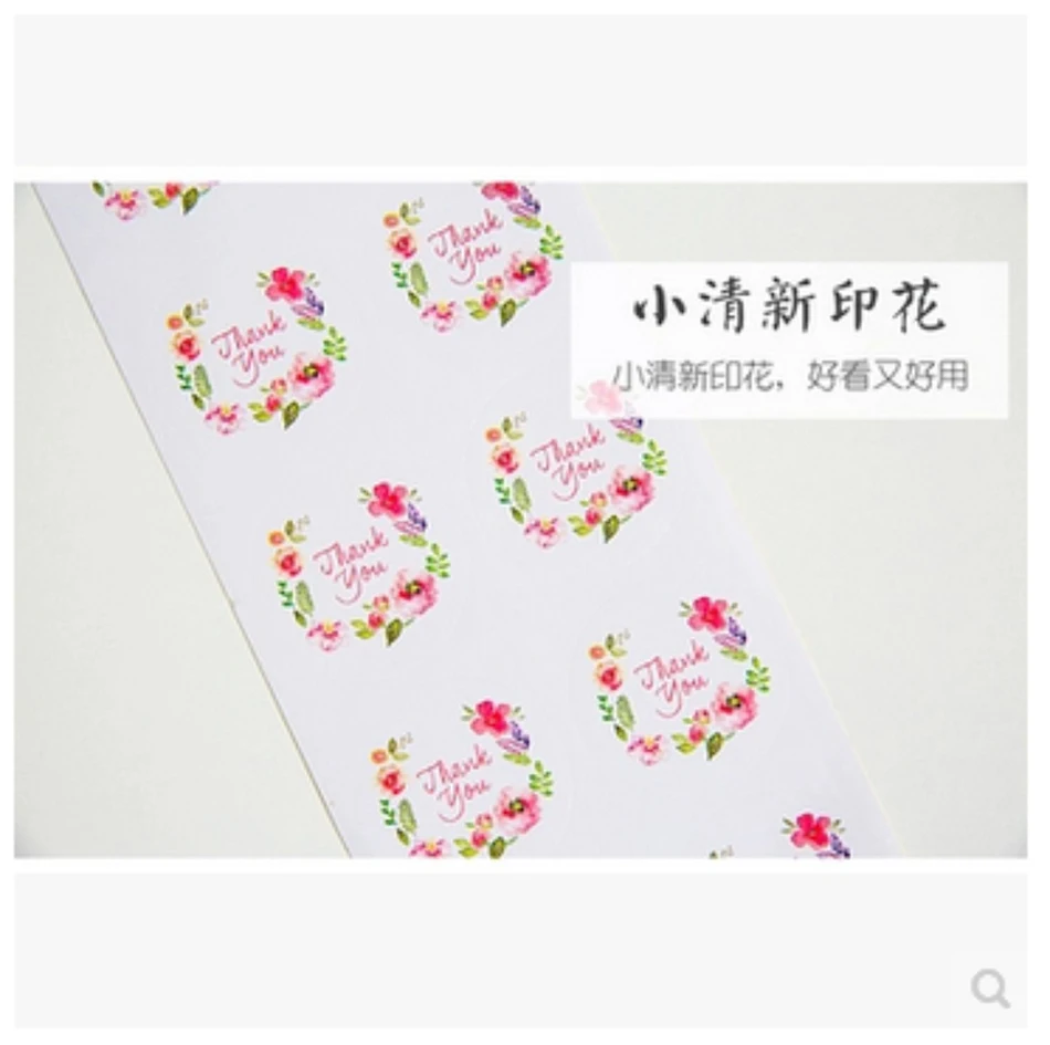 100PCS 3.5cm Flower design sticker labels Creative Paper stickers Thank You Sticker Seals labels for gifts