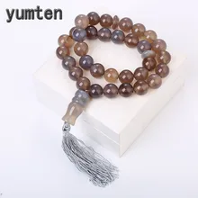 Yumten Onyx драгоценный камень мусульманские четки ислам Tespih Tibetaanse натуральный камень серый Агат Бусины Ювелирные украшения кисточкой аксессуары