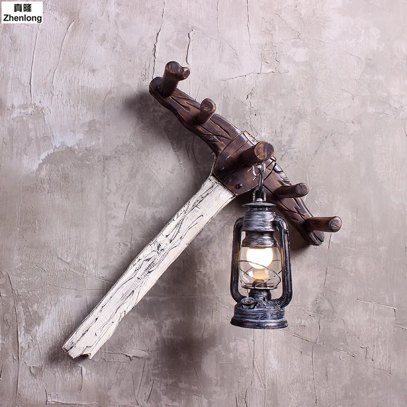 

Razor Wall Lamp Creative Personality Iron Lighting Vintage Classic Lantern Kerosene Lamp Glass Wall Light Bar Corridor Decor Led