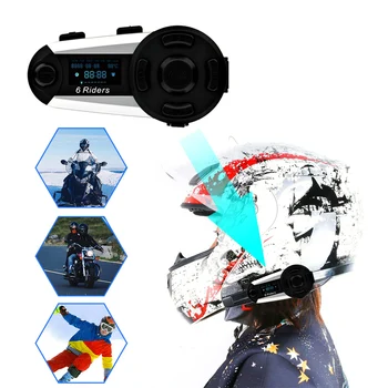

T20S Motorcycle Helmet Bluetooth Intercom Headset w/ Screen Mic FM Radio MP3 GPS 1200m 6 Riders Full Duplex Waterproof Wireless