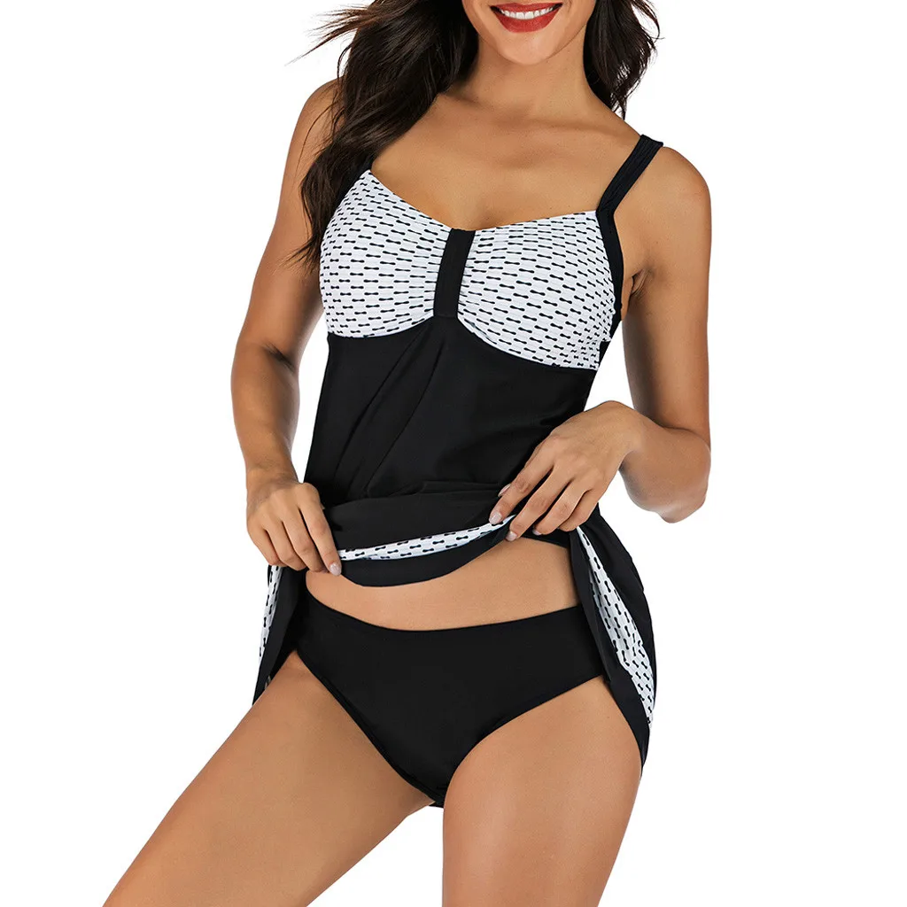 

Two Piece Swimsuit High Waist Swimwear Bikini Bathing Suit Women Tankini Padded Push-Up Beachdress Brazilian Bikini black