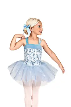 

Children's Cute Ballet Dance Skirt Sequins Spilled Gold Mesh Strap Dress Performance Clothing