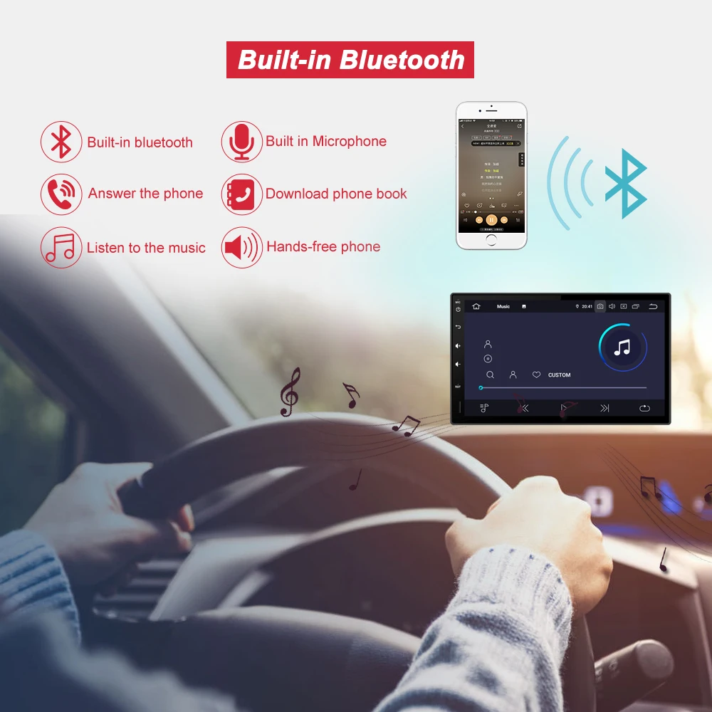 Best Bonroad  Android 9.0  2 din Universal GPS Navigation For Nissan For Hyundai For Kia Car Radio Stereo Audio WIFI Bluetooth No DVD 1
