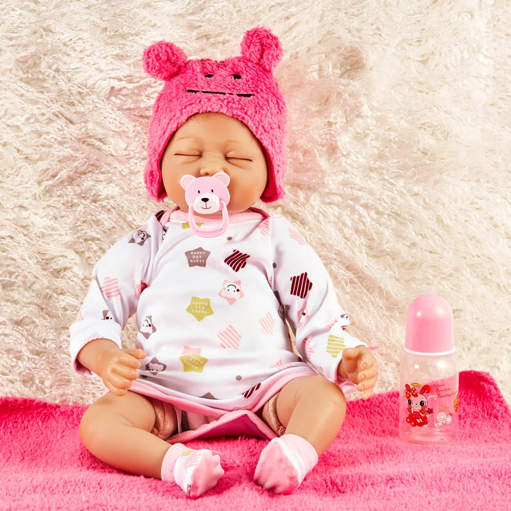 

55cm Closed Eye Reborn Baby Dolls Soft Silicone Sleeping Reborn Doll with Cloth Body Toy for Kids Birthday Christmas Gift