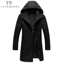 Осенне-зимнее Новое Стильное роскошное высококачественное мужское шерстяное пальто, толстый теплый однотонный Тренч на молнии, куртки для мужчин