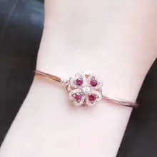 Натуральный гранатовый браслет-цепочка настоящий розовый гранат серебро 925 пробы 0.3ct* 4 шт gemtone Цветочный стиль браслет# BL18090502