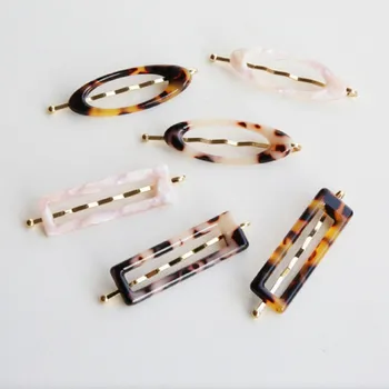 

1pcs Korea Fashion Vintage Acetic Acid Acrylic Hair Clips Geometric Hollow Oval Marble Hairpin Hair Accessories for Women
