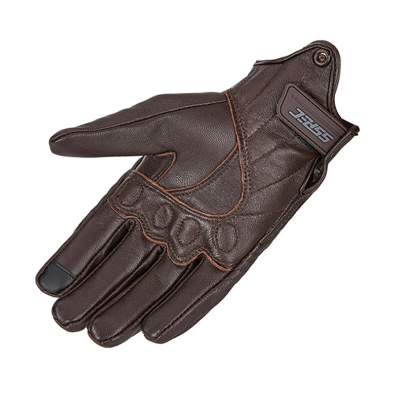 Classic Retro Leather Winter Motorcycle Riding Gloves Touch Screen Phone Skid Racing Gloves Long Windproof Waterproof Gloves Men
