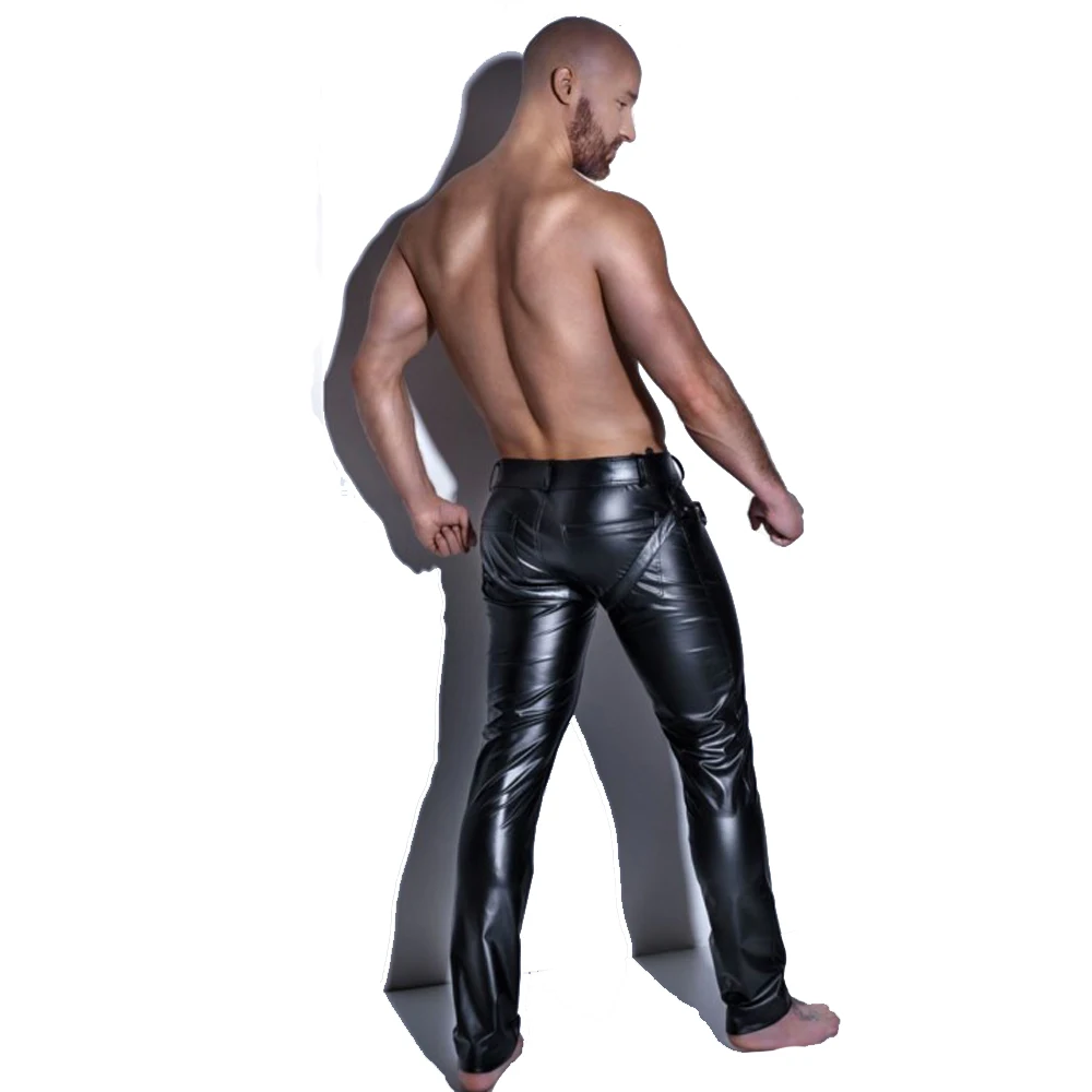 Модные мужские черные брюки из искусственной кожи длинные брюки сексуальные и новые обтягивающие колготки мужские леггинсы тонкий обтягивающий прилегающий Мужские штаны