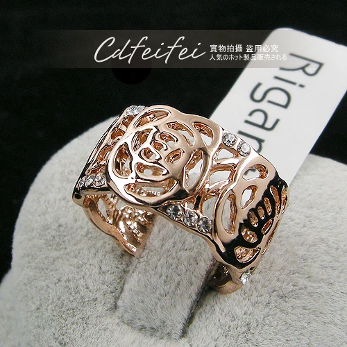 

& women rings hollow Pattern crystal ring for women new years gift,