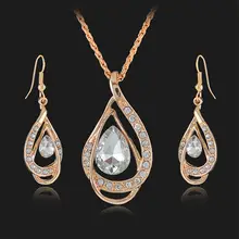 Женская мода подвески ожерелья серьги наборы золотые Стразы Кристалл Свадебные Ювелирные наборы для женщин