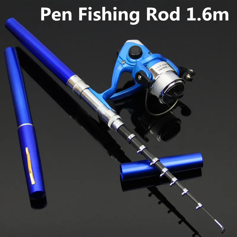 1.5m Hot Aluminum alloy Pocket Pen Fishing Rod Fishing Pole + Spinning