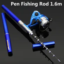 1.5m Hot Aluminum alloy Pocket Pen Fishing Rod Fishing Pole + Spinning Wheel Reel Pesca Fishing Gear Set Wholesale