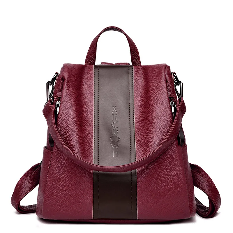 

Women Soft PU Leather Backpack Female Casual Travel Bag Multi-functional Waterproof Backpack Convertible Crossbody Shoulder Bags