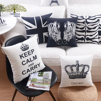 

Tree Birds Soft Cushion Covers Crown ARROW Horse UK flag Black and Beige Pillow Cases Paris Bedroom Sofa Decoration