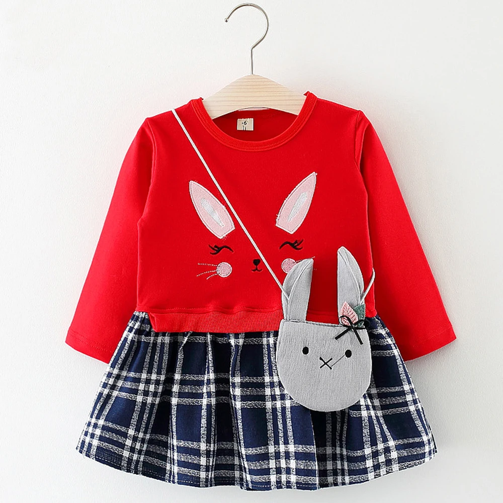 Jual Bayi Perempuan Gaun Ulang Tahun Pertama Pakaian Girl Wedding Dress 2019 Baru Merah Muda Merah Lengan Panjang Plaid Anak Gadis Kostum pakaian