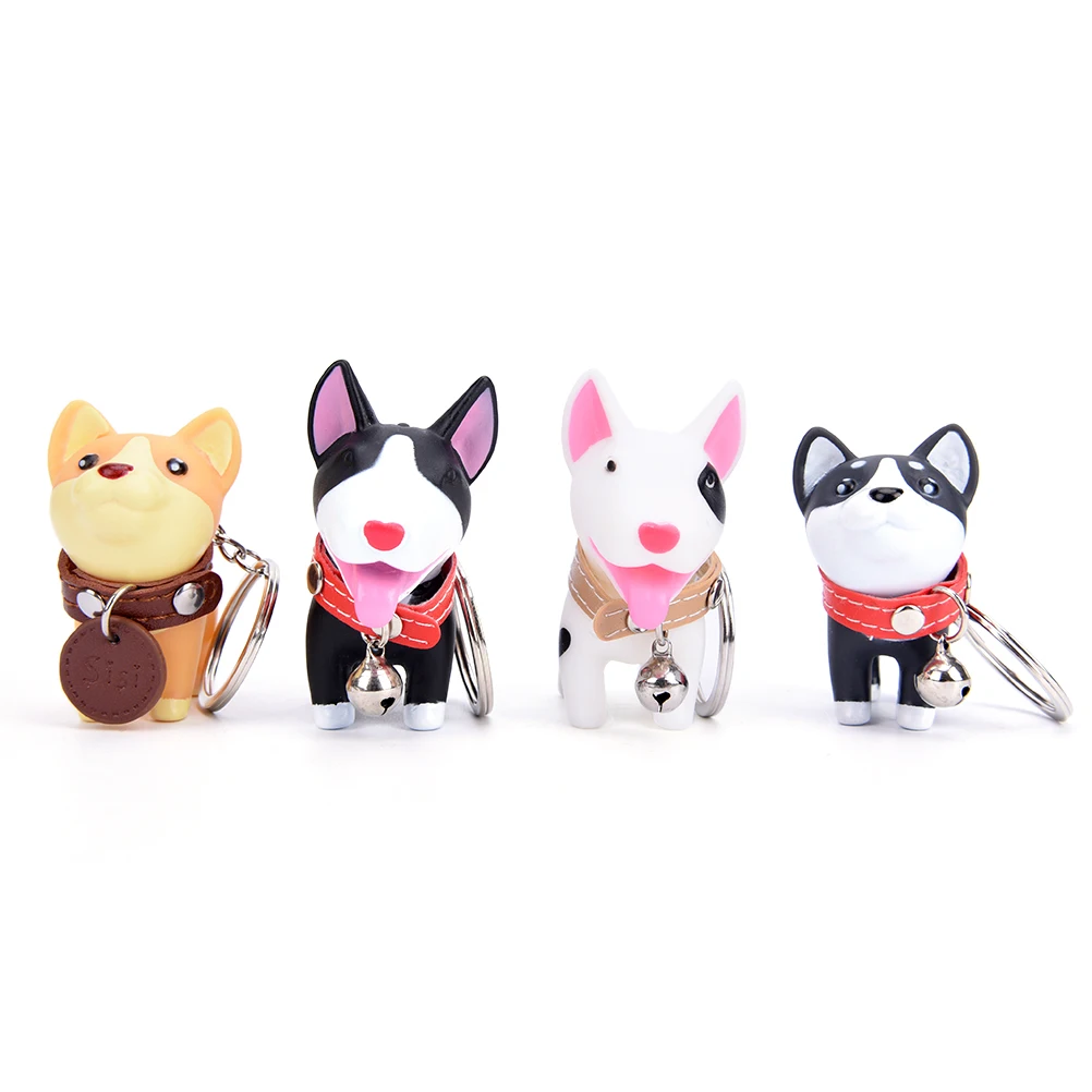 1Pc 4 Styles For Women Girl Creative Model Dog Keychain Popular Versatile Rubber Keyring