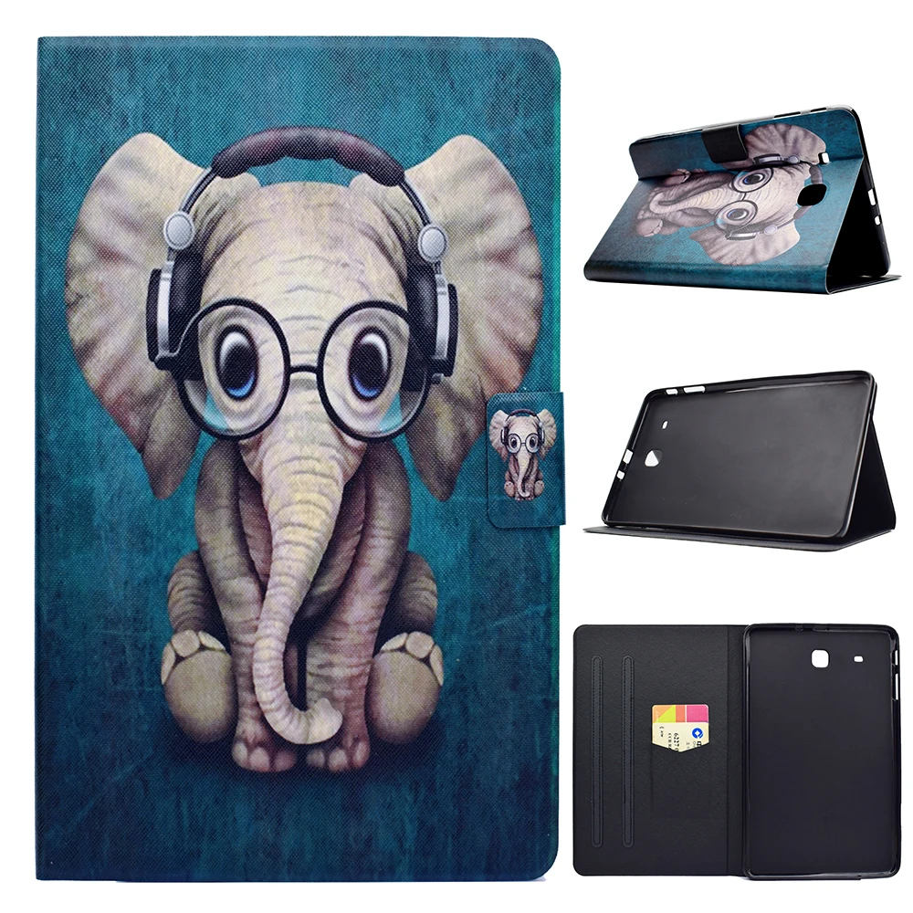 Модный чехол с мультяшным рисунком для Samsung Galaxy Tab E 9 6 &quotT560 SM T560 T561 подставкой слон