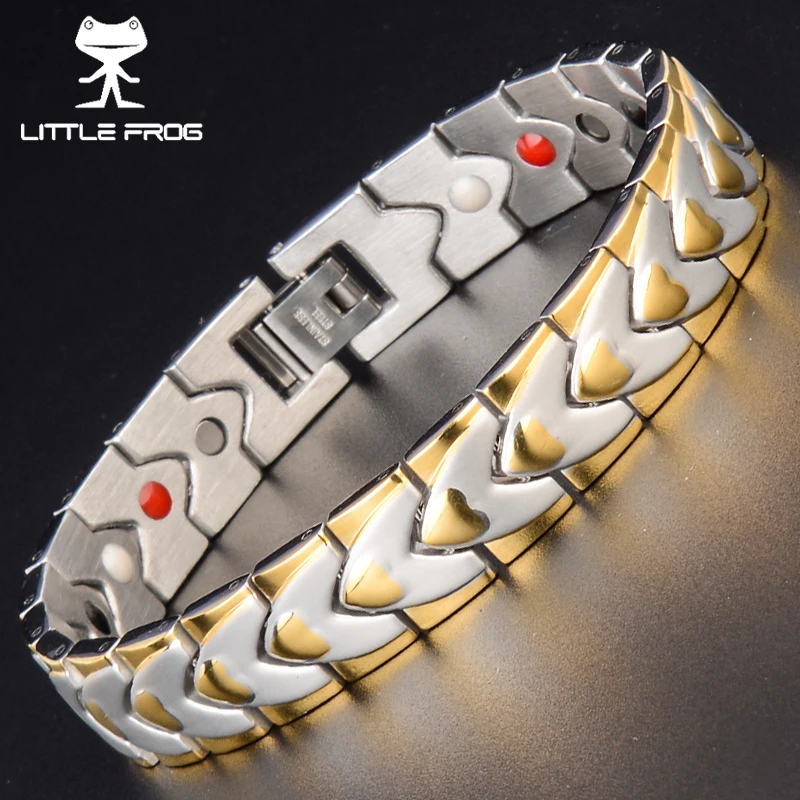 

LITTLE FROG Healing Health Charm Bracelet for Men Healthy Magnetic Stainless Steel Bracelets Bangle Fashion Jewelry 10095