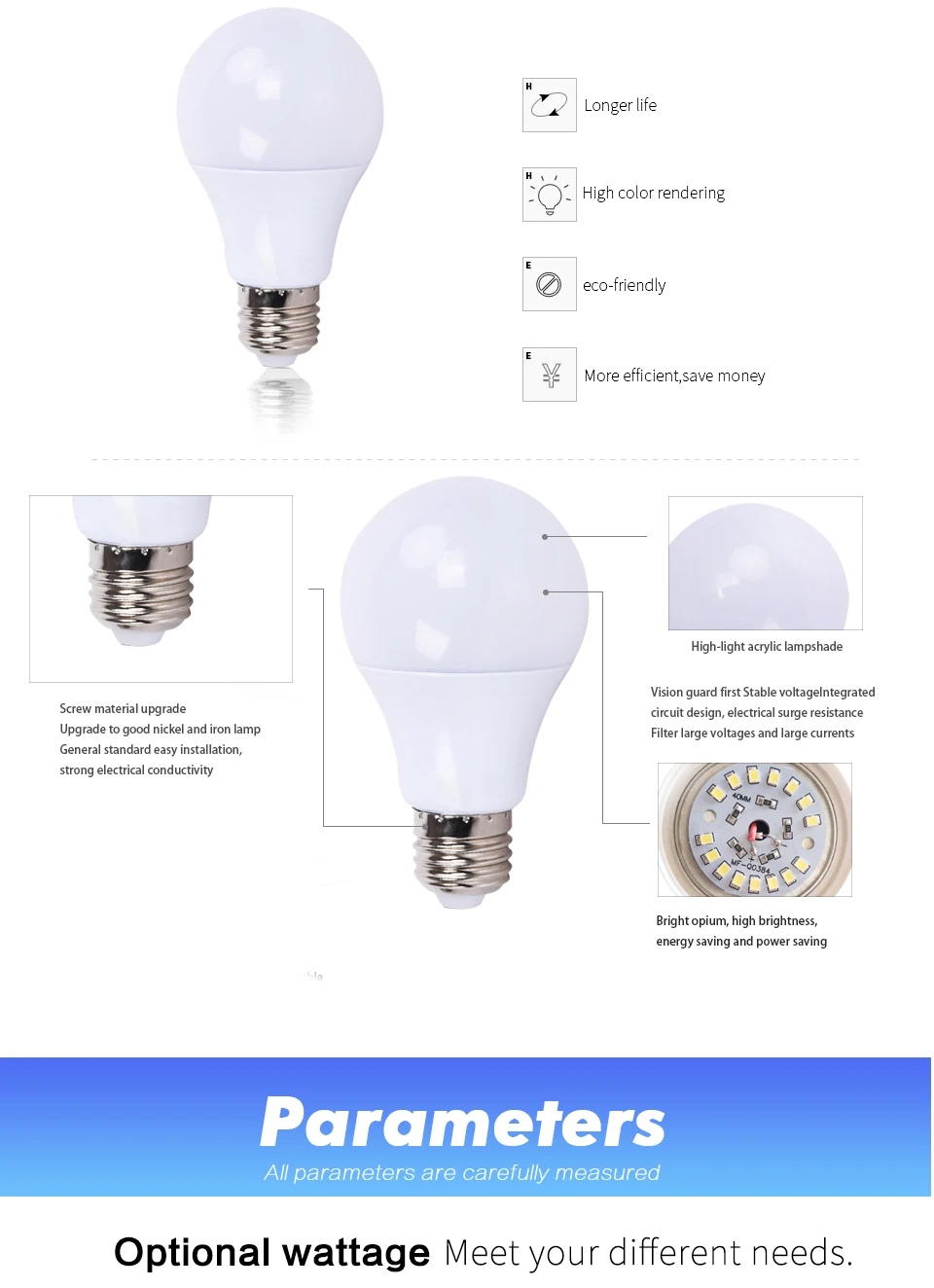 Lámpara LED 12V CC 3W 4000K E27 260lm LED NAT