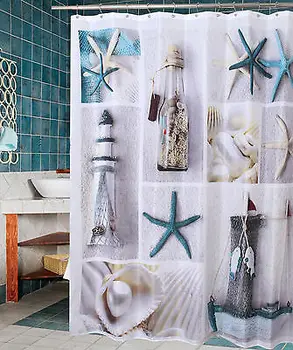 

Tropical Island Paradise Boat Beach Fabric Shower Curtain Digital Art Bathroom