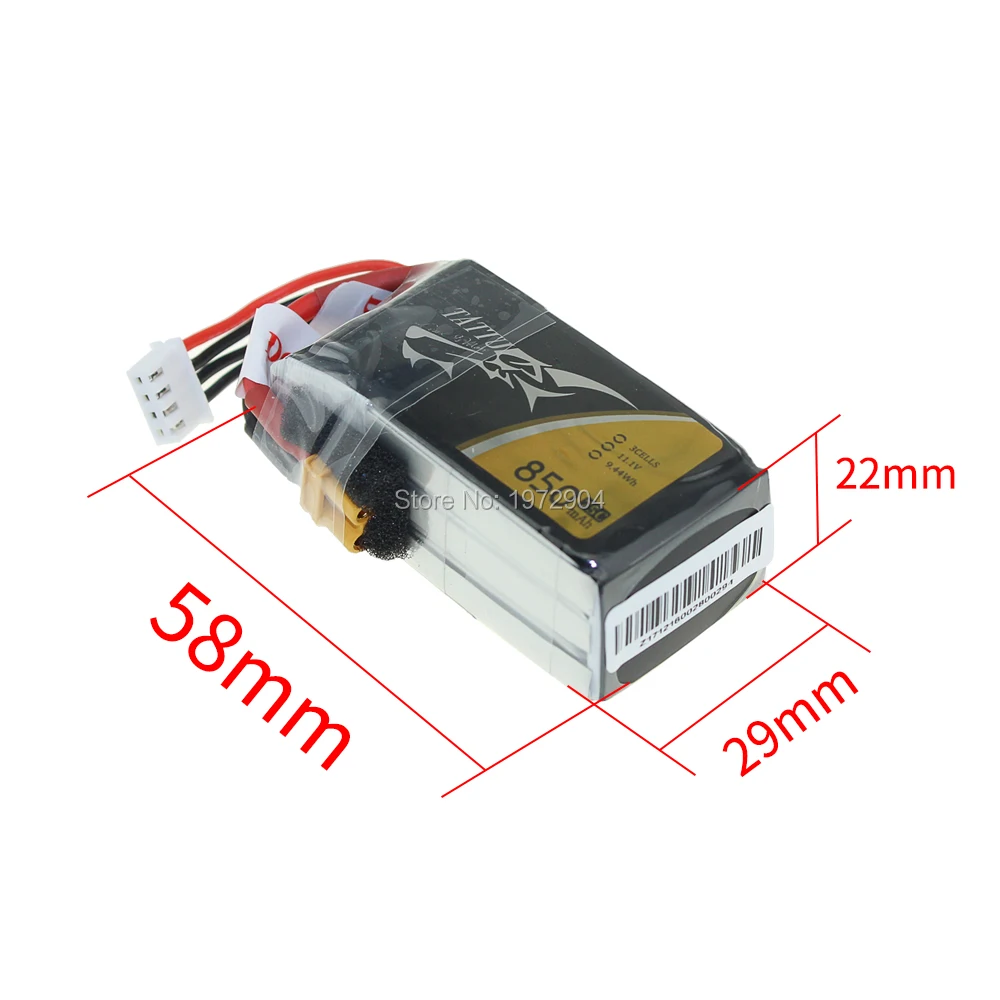 2 шт TATTU 3S Lipo аккумулятор 850mAh 75C аккумулятор 11,1 V XT30 штекер 58 мм* 29 мм* 21 мм FPV рама Дрон Квадрокоптер вертолет RC автомобиль