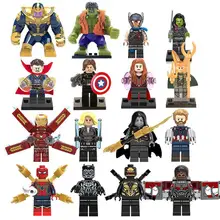 16pcs/lot Avengers 3 Infinity War Action Figure Black Panther Thanos Hulk Building Blocks Compatible with LegoINGlys Marvel Toys