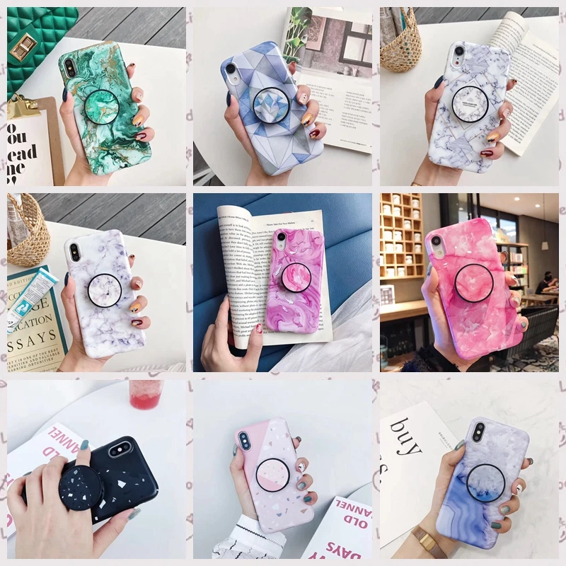 Marble Folding Bracket Case for Iphone X S XR MAX Cases IPhone 7 8 6 6s Plus 8plus 7plus Phone Back Cover Coque Capa |