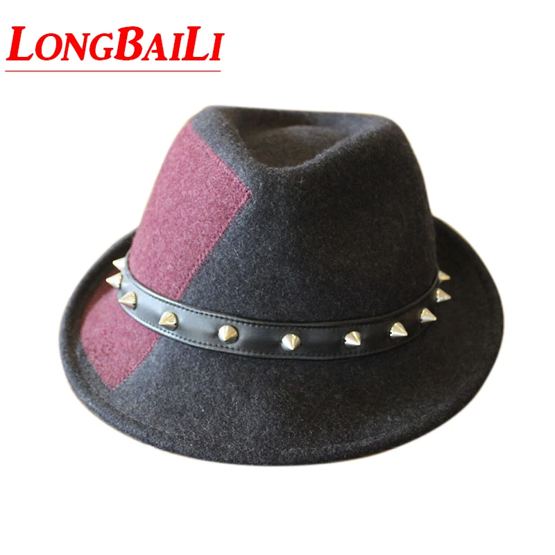 Winter Wool Felt Fedora Hats For Men Chapeu Masculino Panama Burgundy