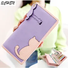 Women Wallet long Luxury High Quality Cat Cartoon Creative Female Card Holder Casual Zip Ladies Clutch PU Leather Coin Purse 384 short cute cartoon snow cat women s wallet coin purse high quality trifold bags for teenagers girl female ladies clutch card bag