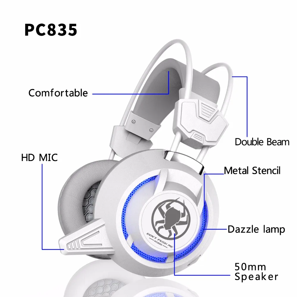 PLEXTONE PC835 над ушами игровая гарнитура проводные наушники Игровые наушники с USB Led подсветкой для компьютера ПК ноутбук с микрофоном 2,2 м кабель