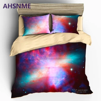 

AHSNME Science Fiction Home Textile Universe Galaxy Red Planet Style Sanding 3pcs Bedding Set Duvet Cover Beddingset Sheet
