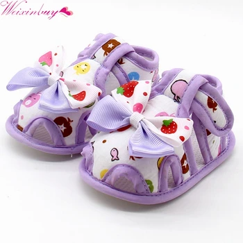 

2017 New Lovely Flower Printing bowknot baby girl cute sandals bow knot princess style breathable Leisure shoes 0-18M