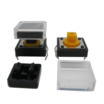 

25pcs B3F Tactile Push Button Switch+black color hat 25pcs+transparent cap 25pcs Momentary Tact Touch Micro switch 12x12x7.3mm