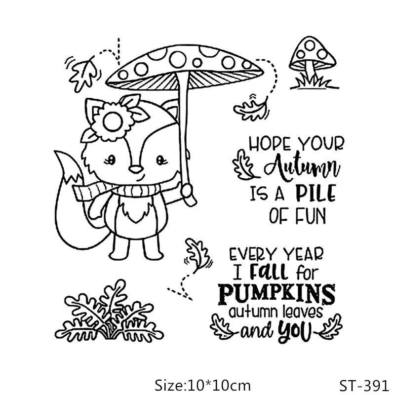 

AZSG Cartoon Lovely Fox Mushroom Clear Stamps/Seals For DIY Scrapbooking/Card Making/Album Decorative Silicone Stamp Crafts