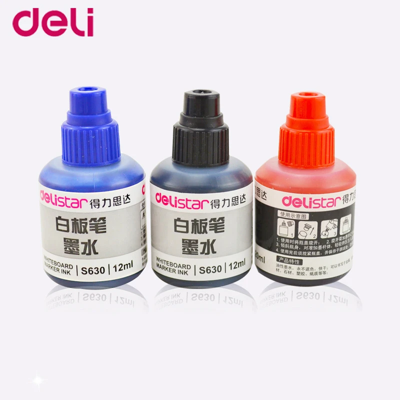 

Deli 1pc 12ml black/blue/red whiteboard marker ink colorful and easy to be wiped office and school supplies whiteboardmarker ink