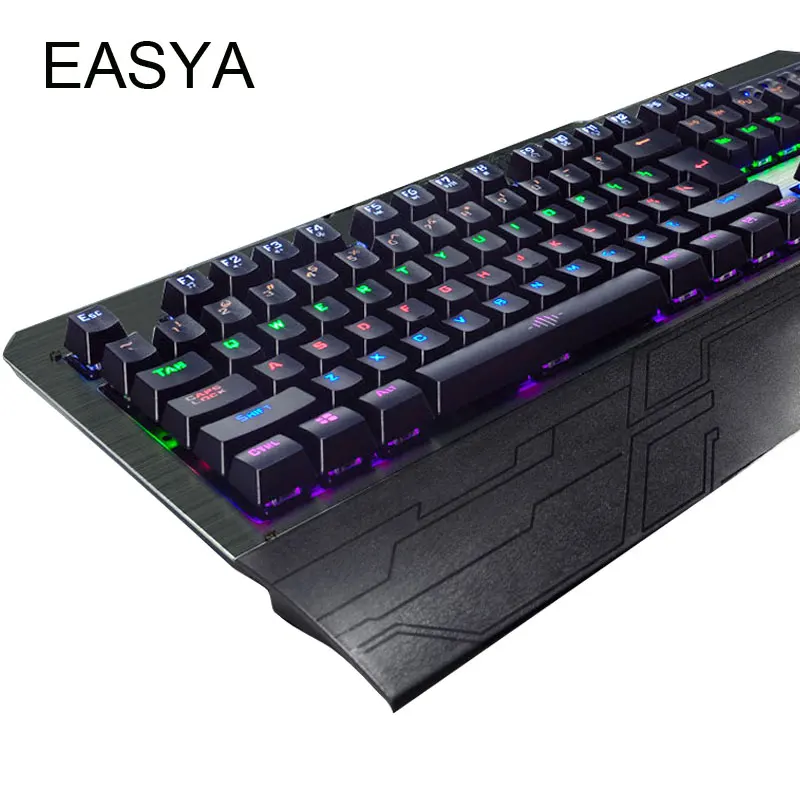 EASYA Gaming Mechanical Keyboard 104 Key Full Size Blue Switch with LED Backlight Wired USB Gamer Keyboards for Computer Use EASYA Gaming Mechanical Keyboard 104 Key Full Size Blue Switch with LED Backlight Wired USB Gamer Keyboards for Computer Use