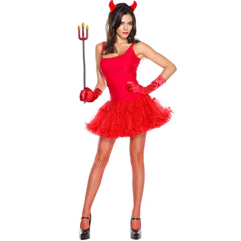 Evil Witch Spellcaster Costume Red Sexy Devil Costume Role Play Witch Hallo...