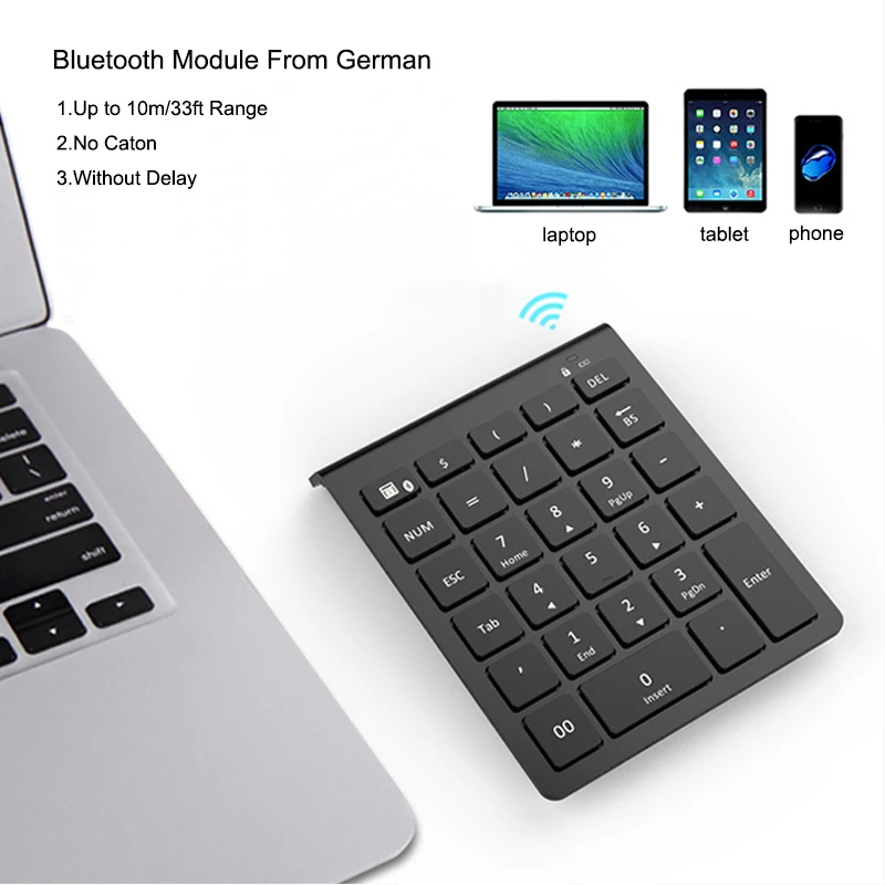 Беспроводная цифровая клавиатура AVATTO с Bluetooth 28 клавиш мини нумпад большим