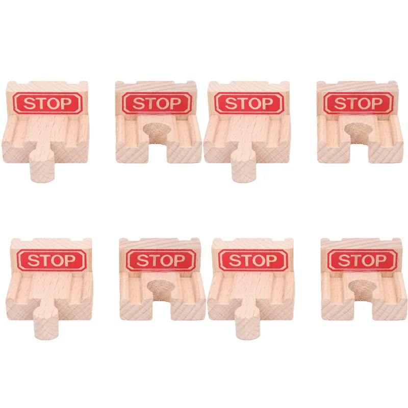 stop track Друзья 8 шт./лот 16,8 см деревянный поезд треки изогнутые треки Набор Обучающие блоки игрушки железнодорожные аксессуары bloques de - Цвет: stop track